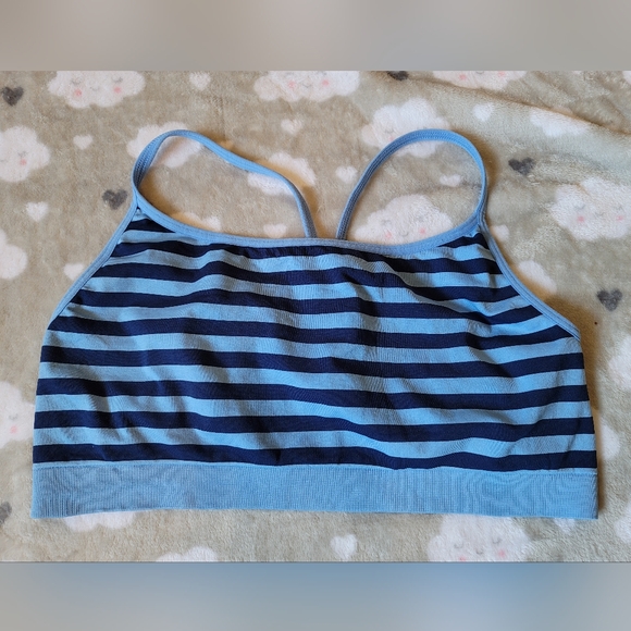 GapBody union blue stripped racer back bralette size XL - Picture 1 of 3